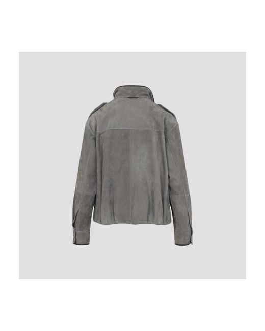 Brunello Cucinelli Suede Utility Jacket in het Gray