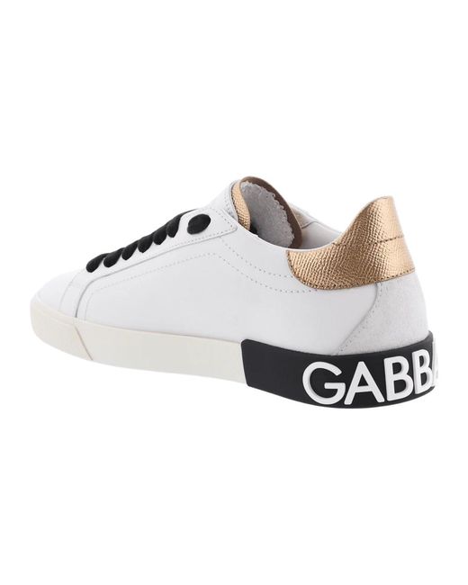 Sneakers Portofino vintage en cuir de veau Dolce & Gabbana en coloris White