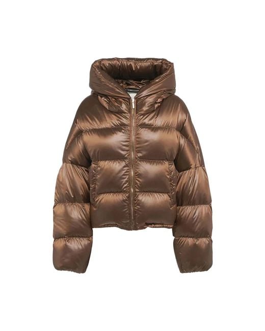 Max Mara Bruine Gewatteerde Hoodie Ritssluiting in het Brown