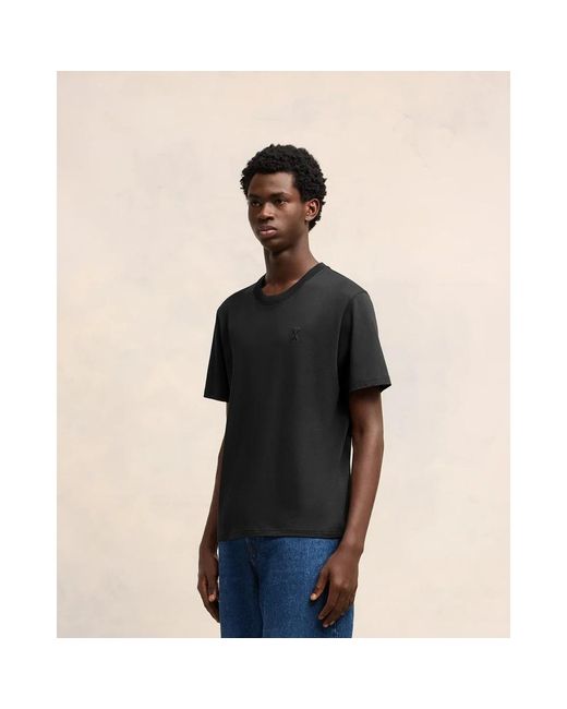 AMI Thick Cotton Jersey T-Shirt in het Black voor heren