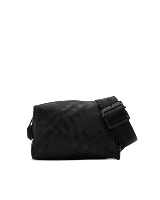 Borsa a quadri nera bum bag di Burberry in Black da Uomo