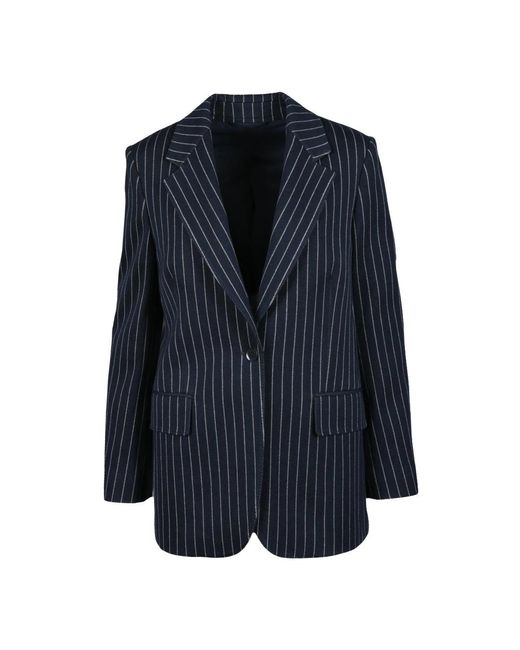 Max Mara Blazer Aceri Katoen Kasjmier Zijden Jas in het Blue