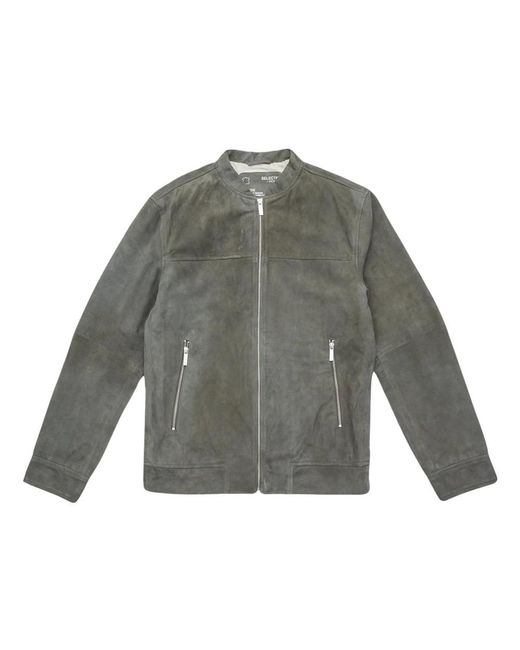 SELECTED Gray Leather Jackets for men