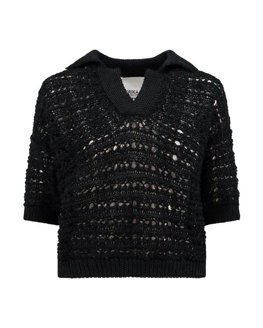 Erika Cavallini Semi Couture Black V-Neck Knitwear
