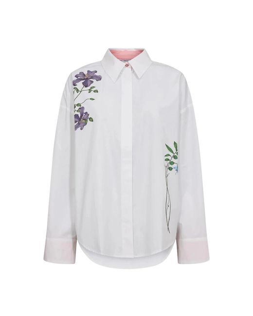 Numph Overhemden ,Wit ,Katoen Nuflory Shirt in het Blue