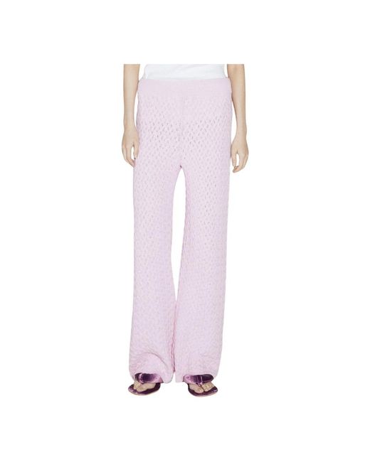 Isa Boulder Broeken ,Roze ,Chunky Cableweave Wide-Leg Pants in het Purple