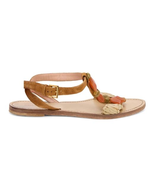 Alberta Ferretti Brown Flat Sandals