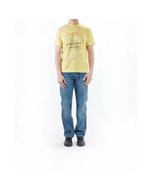 Paul Smith Gelbes Cafe Restaurant Grafik T-Shirt in Yellow für Herren