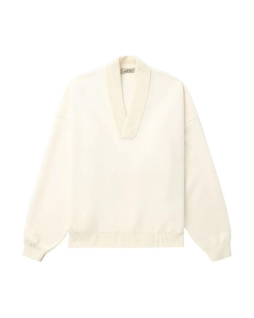 Fear Of God Cremefarbener v-ausschnitt pullover in White für Herren
