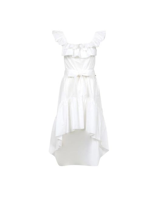 Aniye By Kleedjes ,Wit ,Katoen Midi Jurk Met Ruches in het White