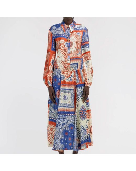 Roberto Cavalli Blue Maxikleid mit bandana-patchwork