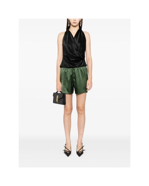 Tom Ford Korte Broeken ,Groen ,Satijn Stretch Silk Satin Pj Shorts in het Green