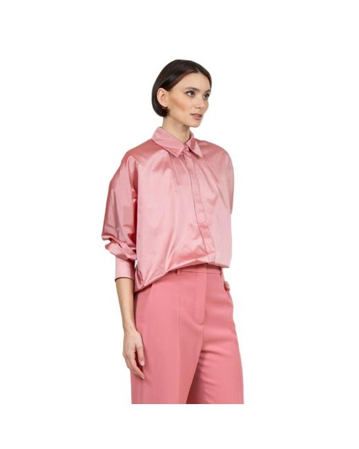 Max Mara Overhemden ,Roze ,Polyester Zijden Aquamarijn Shirt in het Pink