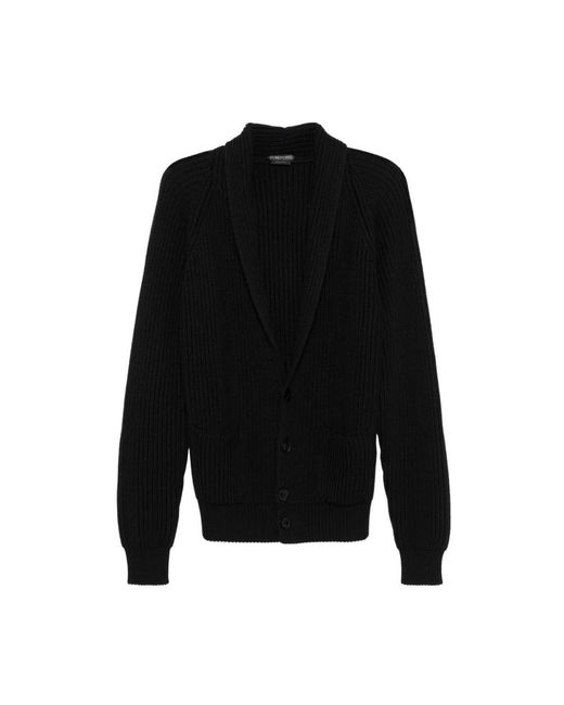 Tom Ford Cotton Silk Shawl Collar Cardigan in het Black voor heren
