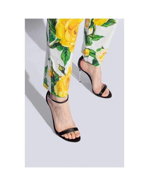 Dolce & Gabbana Black Sandalen mit dekorativem absatz