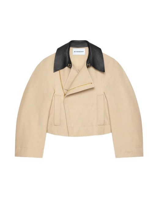 Givenchy Jassen Twee-Tint Asymmetrische Ritsjas in het Natural
