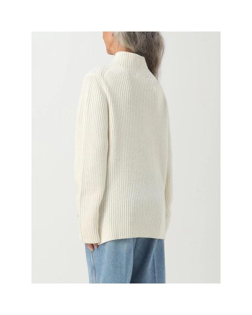 Michael Kors Truien & Vesten ,Wol Geribbelde Merino Wollen Trui Met Opstaande Kraag in het Natural