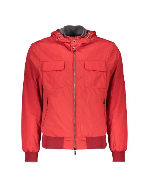Moorer Jassen ,Rood ,Polyester Technische Stof Bomberjack Waterdichte Capuchon in het Red voor heren