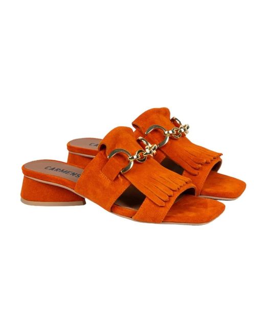 Carmens Orange Wildleder fransen loafers