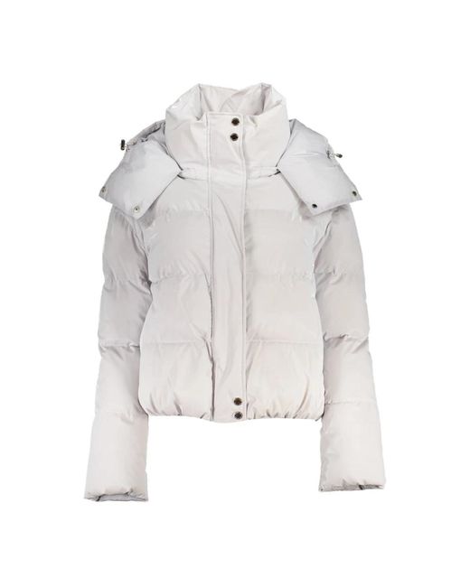 Patrizia Pepe Gray Weiße kapuzenjacke mit abnehmbarer kapuze