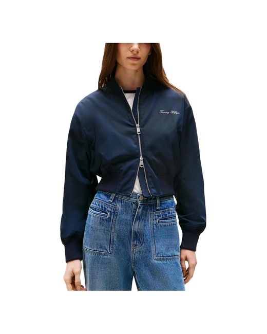 Tommy Hilfiger Jassen ,Blauw ,Nylon Nylon Reg Cropped Bo in het Blue