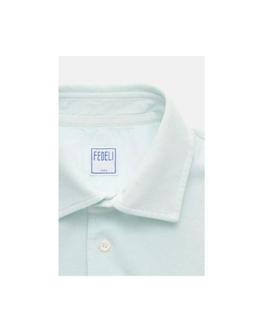 Fedeli Washed Cotton Polo in het Blue voor heren