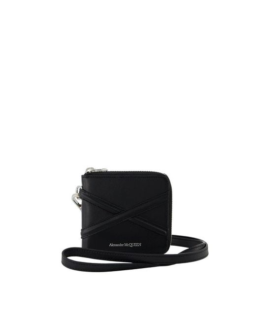 McQueen Black Zip Around Billfold Wallet for men