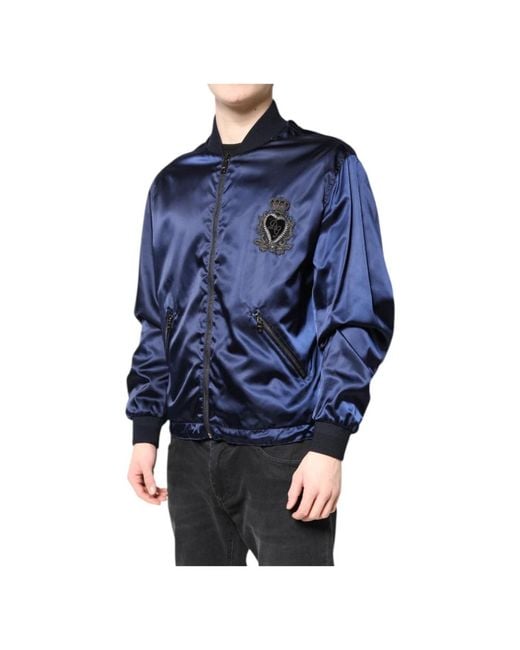 Dolce & Gabbana Blue Bomber Jackets for men