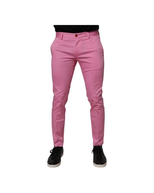 Dolce & Gabbana Pink Skinny Trousers for men
