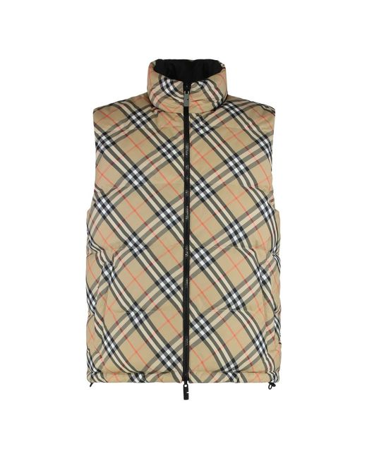Burberry Reversible Check Puffer Gilet in Natural für Herren