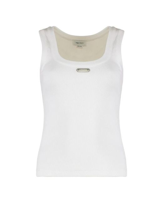 McQueen Tops ,Wit ,Katoen Tanktop Met Knopenlijst in het White
