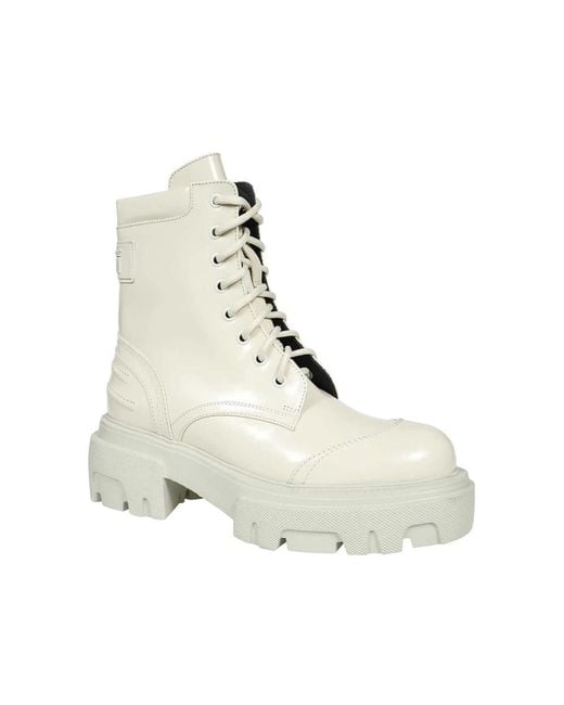MSGM Natural Lace-Up Boots