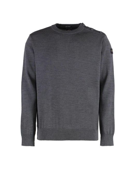 Paul & Shark Gerippter crew-neck wollpullover in Gray für Herren
