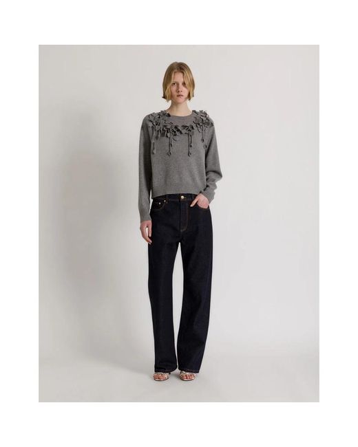 Alberta Ferretti Gray Round-Neck Knitwear