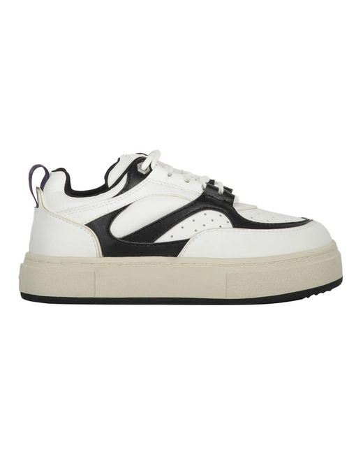 Eytys Schoenen ,Wit ,Leer Lage Sneakers Met Mesh-Inzetstukken in het White