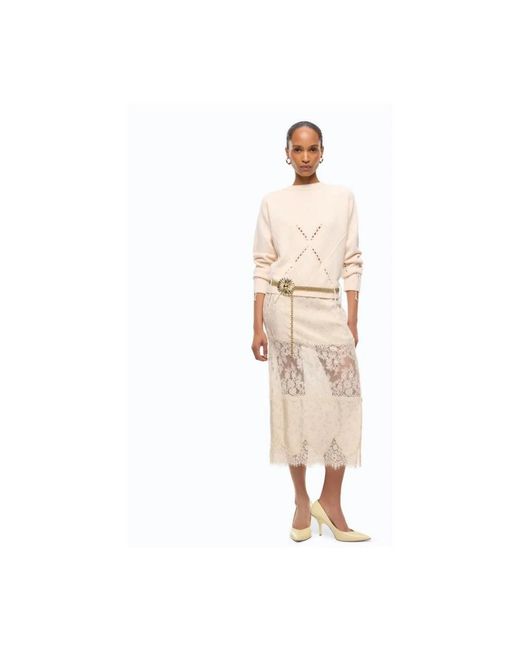 Pinko Natural Round-Neck Knitwear
