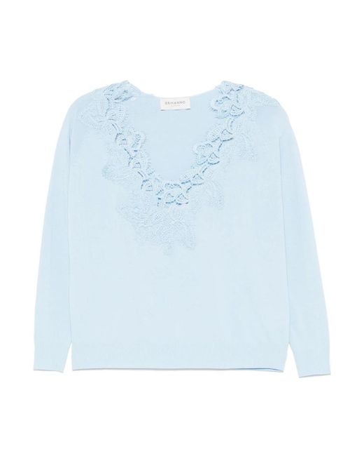 V-Neck Knitwear Ermanno Scervino de color Blue