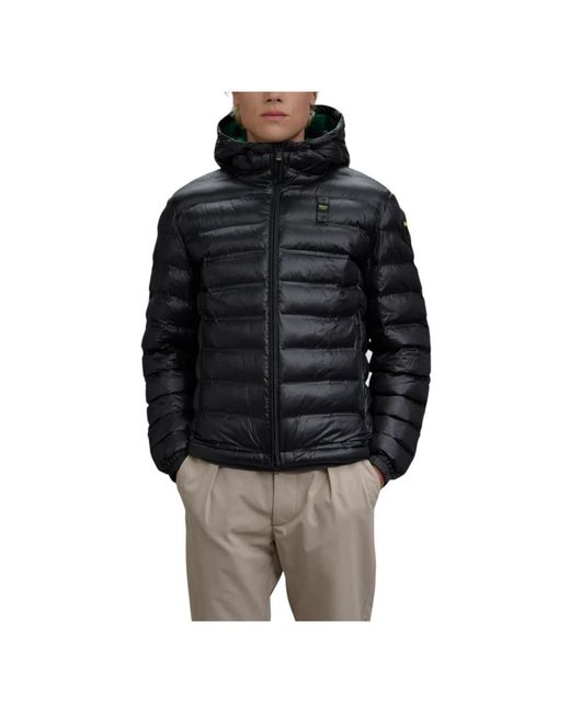 Blauer Jassen ,Zwart ,Gewatteerd Herenjack Met Capuchon in het Green voor heren