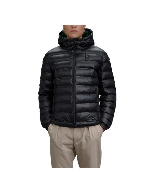 Blauer Jassen ,Zwart ,Gewatteerd Herenjack Met Capuchon in het Green voor heren