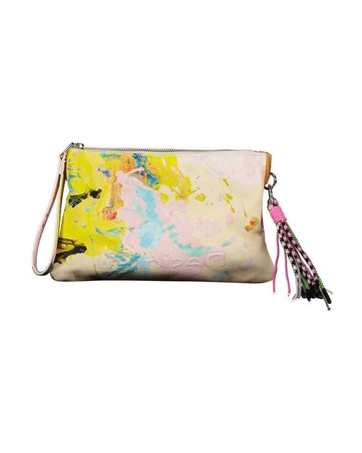 Desigual Yellow Stilvolle Baumwollhandtasche Mit Kontrastdetails