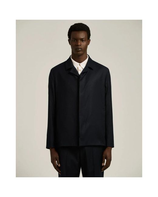 Kiton Jassen ,Zwart ,Wol Minimalistische Wollen Jas Met Verborgen Sluiting in het Blue voor heren