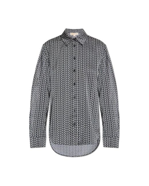 Michael Kors Overhemden ,Zwart ,Polyester Overhemd Met Monogram in het Gray