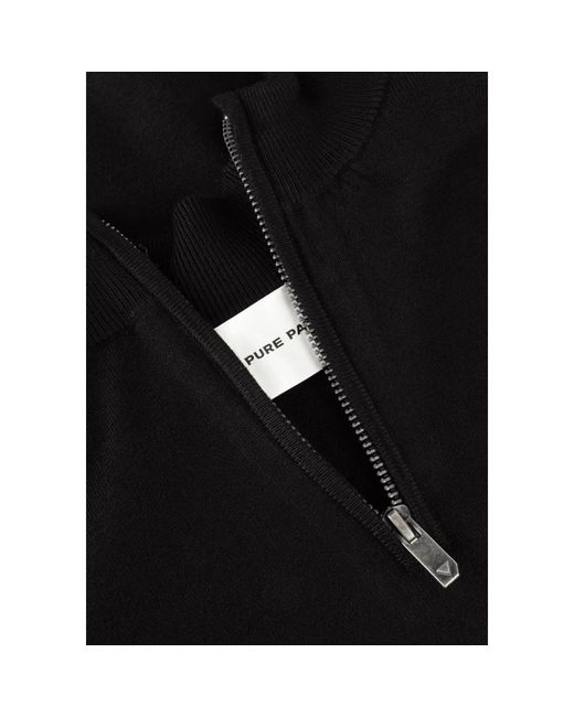 Pure Path Truien & Vesten ,Zwart ,Essential Knit Halfzip Sweater in het Black voor heren