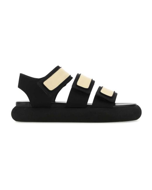 Neous Black Zweifarbige Stoff und Leder-Oktans Sandalen