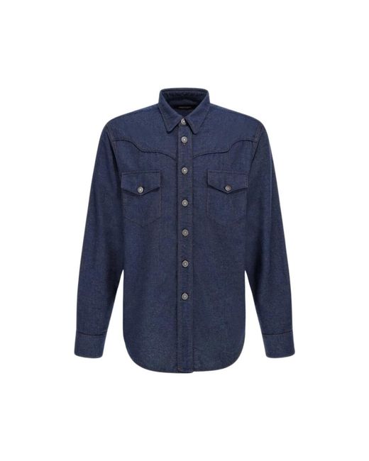 Roberto Cavalli Blue Denim Shirts for men