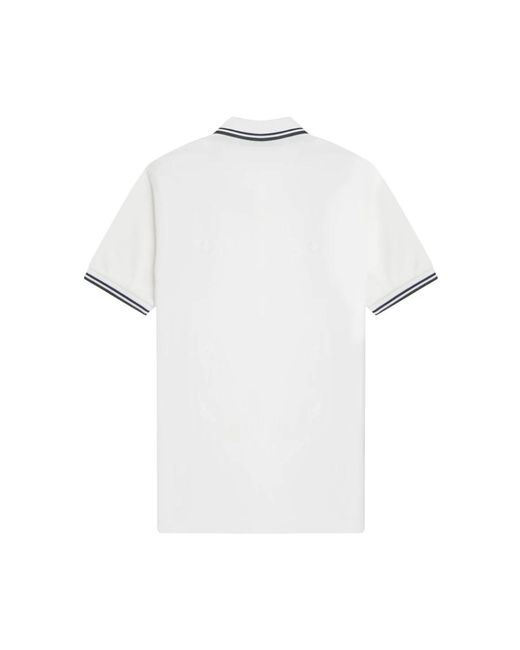 Fred Perry Tops ,Wit ,Katoen Double Stripe Polo Shirt in het White voor heren