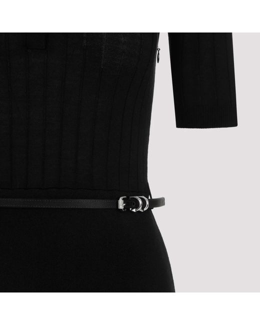 Givenchy Black Voyou gürtel langes polokleid