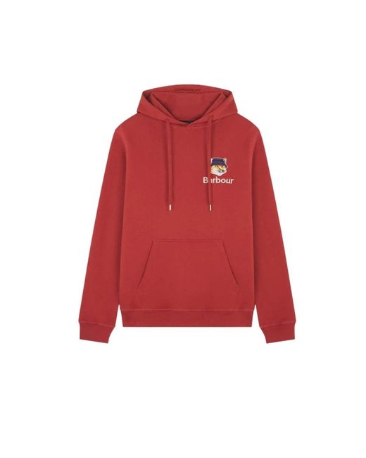 Barbour Red X Maison Kitsuné Fox Head Hoodie Burnt Cotton for men