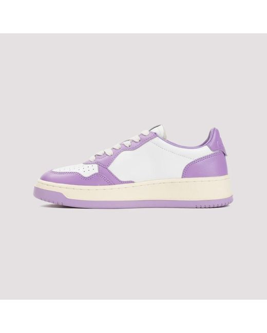 Autry Purple Weiße leder sneakers runde zehen