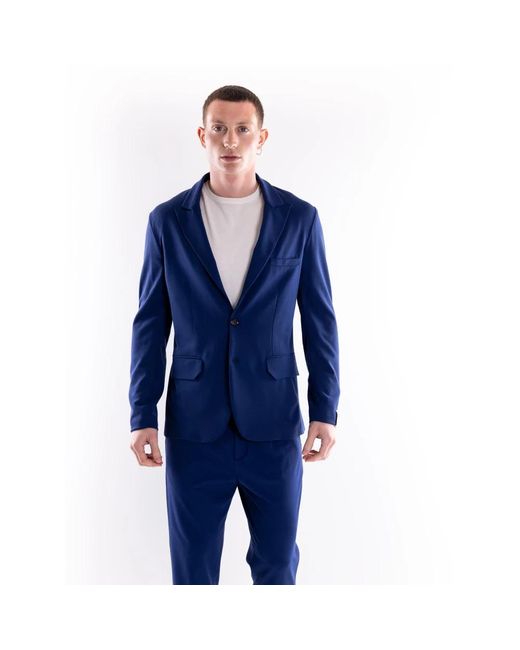 Paolo Pecora Single-Breasted Jersey Jacket in het Blue voor heren